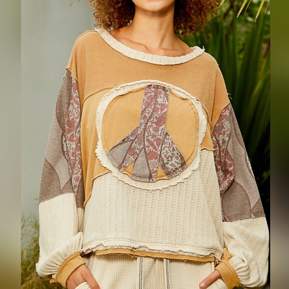 POL Chunky Waffel Knit Oversized Sweater Women’s Large Boho Cottagecore